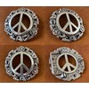 Cowboy Craft Unique Biker Buckle Antique Peace Sign Engraved Buckle