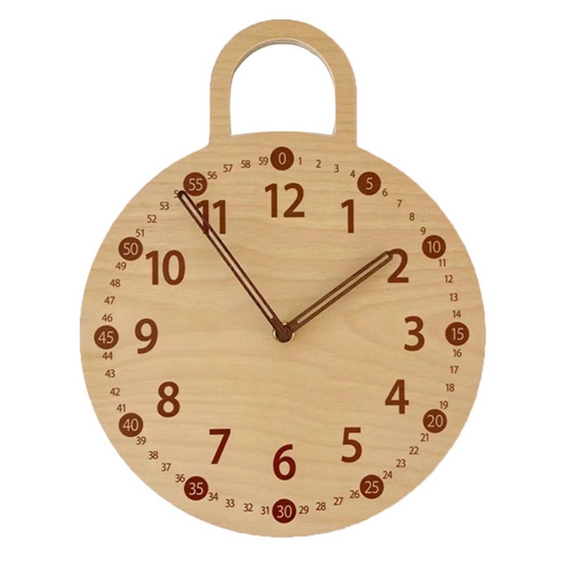 Wall Clock 10 Inch Round Silent Decorative Battery Operated Wooden