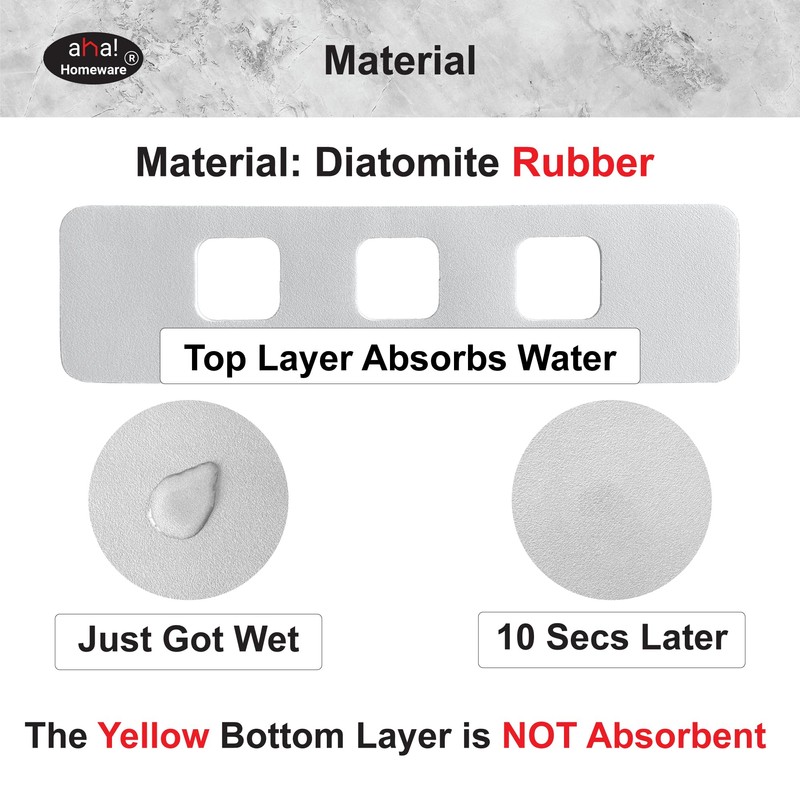 Faucet Mat Bathroom Sink 3-square-hole : AHA HOMEWARE Diatomite Rubber