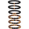 YADOCA 6 Pieces 8 mm Men's Bead Bracelet Set Tiger's