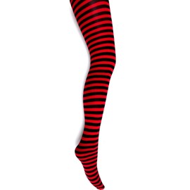 Mysasi London Ladies Striped Tights Sizes (UK, Alpha, M, Regular, Regular, Red and Black)