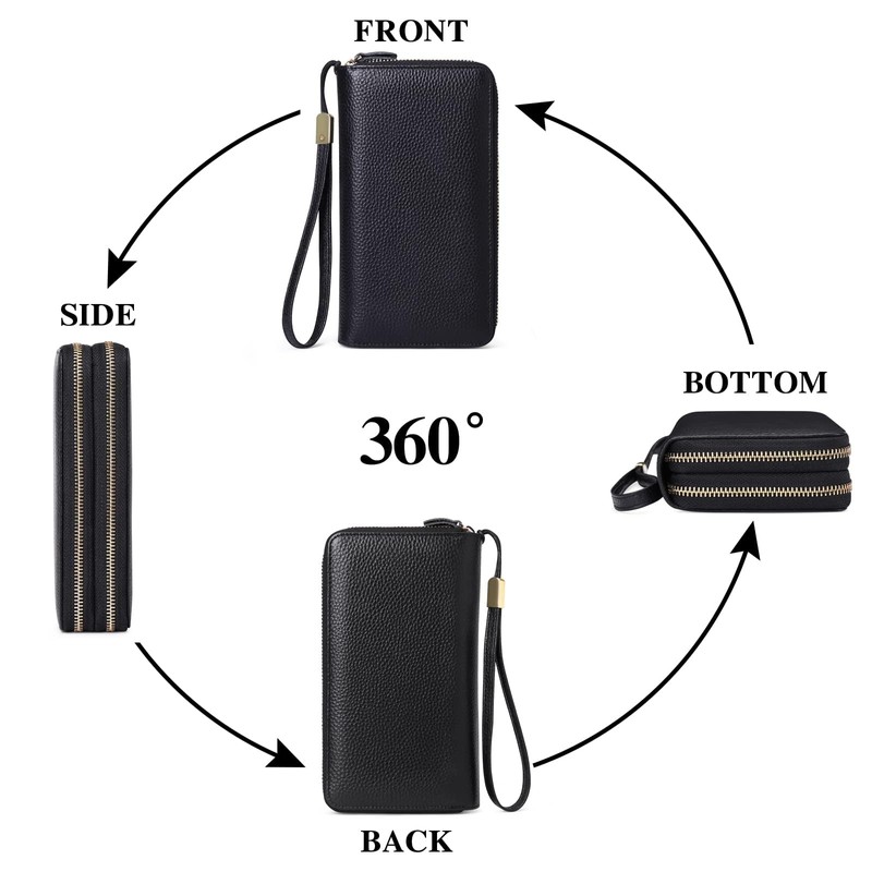 SENDEFN Women's Long Wallet, Large Capacity, Genuine Leather, Multi-functional, Good