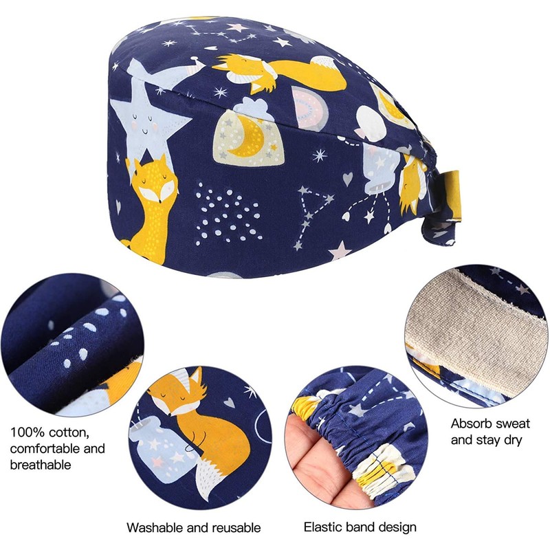 crazy bean 100% Cotton Adjustable Work Hat with Buttons Printed