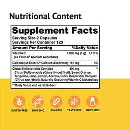American Health Ester-Vitamin C with Citrus Bioflavonoids 500 Milligrams 240 Capsules