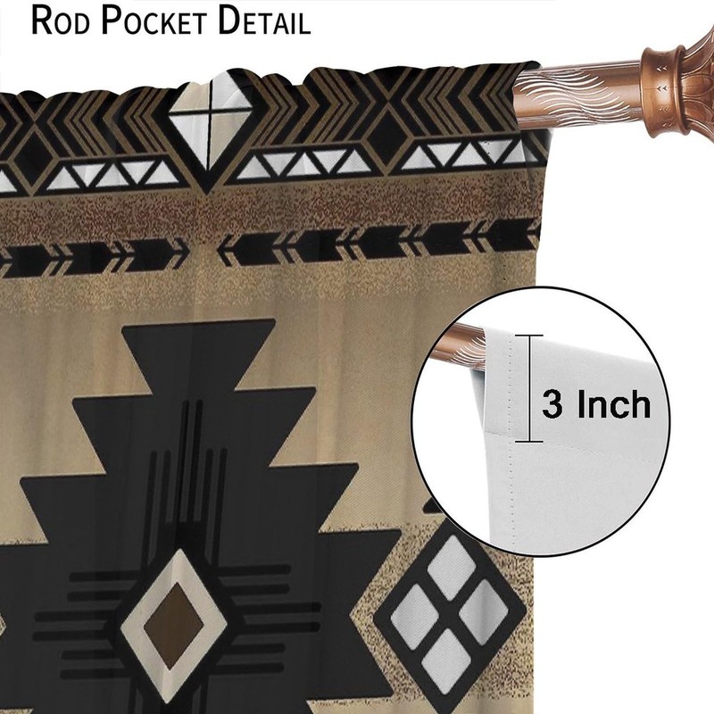 Aztec Curtains, Retro Southwestern Ethnic Geometric Window Treatments for Living