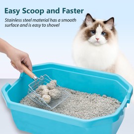 Cat Litter Scoop, Premium Kitty Shovel with Hook and Hole, Metal Sifter Scooper Stainless Steel for Easy Cleaning, Durable and Heavy Duty, Odor-Free for Litter Box
