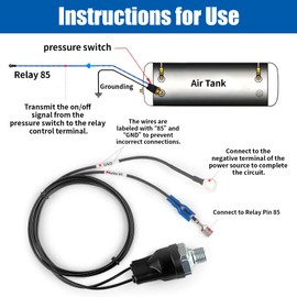 CNWZYMX 120-150 PSI Air Pressure Switch 1/4 NPT Controller for Air Compressor Tank Suspension with Relay 85 Wire and GND Ground Wire