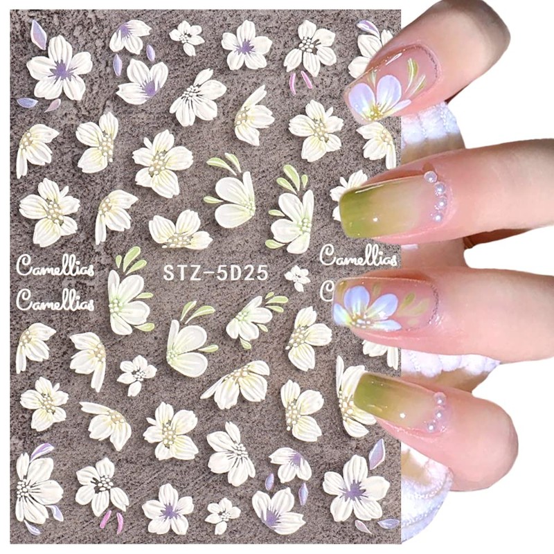 LANODO 3 Pcs Nail Stickers 5D Spring Multiple Styles DIY