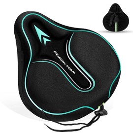 Mjkeomo New Large Bike Seat Cover for Men & Women Comfort, Bike Seat Cushion Cover, Padded Seat Cover, Soft Bicycle Seat Covers for MTB, Exercise Bikes, Indoor and Outdoor Cycling(Green)