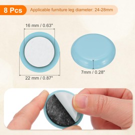 PATIKIL 22mm Furniture Sliders, 8pcs Furniture Movers Sliders Round Gliders Self-Adhesive for Carpet Heavy Furniture Floor Protectors Surface Table Desk Sofa, Blue