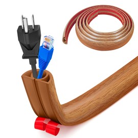 Bocguy Flexibler Klein Kabelkanal, Selbstklebend Boden Kabelbrcke, 3.0M x 2cm Flexibler Kabelabdeckung Kabelschutz Kabelschacht Leicht zu Schneiden Montage fr alle Netzkabel Haus, Bro,Lager (Holzmaserung)