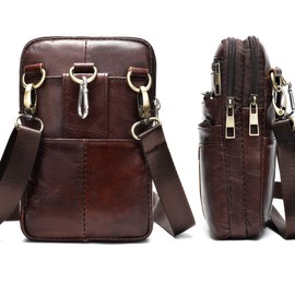 Moteen Schulter-Crossbody-Tasche aus Leder, vertikale Handy-Hüfttasche, 6,5 Herren-Reise-Umhängetasche, kleine Messenger-Gürtelclip-Holster-Brieftasche, Gürtelschlaufe