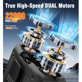 chillgo 20000mAh Portable Fan,Ture High Speed Dual Motors with 200% Powerful Airflow, Up to 135Hours and Rechargeable Personal Neck Waist Wearable Fans for Travel,Camping,Outdoor,Jobsite,Sports,Golf