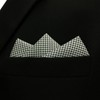 SHLAX&WING Check Black White Men's Pocket Square Silk, gray