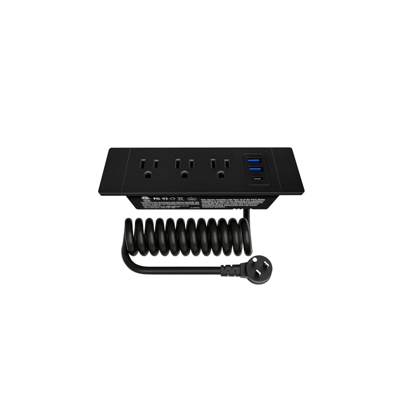 JACEPFY Recessed Power Strip PD20W Fast Charging, Docking Drawer Outlet