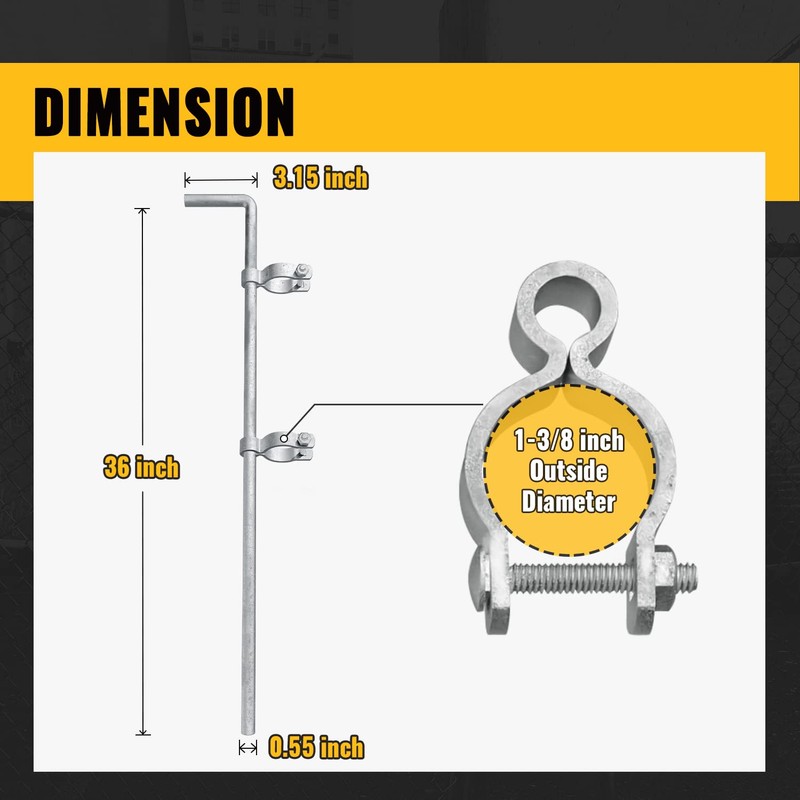 VIVIDA Gate Drop Rod 36 inch, Chain Link Drop Rod,