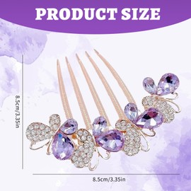 JEYORZY 1pcs Haarkämme mit Strass, Haarkämme, haarkamm zum stecken, Schmetterling und Blumen, Haarkämme mit Strass, Haarkämme für Frauen Geschenke, Braut-Haar-Accessoires, Haarseitenkämme für Mädchen