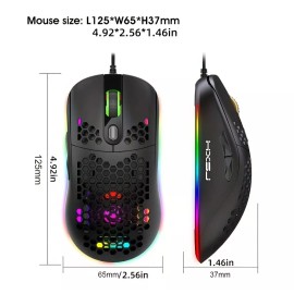HXSJ J900 Wired Programmable Gaming Mouse RGB Lighting