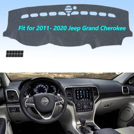 AUQDD Gray Dashboard Dash Cover Flannel Mat Custom Fit for 2011 2012 2013 2014 2015 2016 2017 2018 2019 2020 Jeep Grand Cherokee Anti-Glare, Anti-Reflection, No Peculiar Smell - NOT Grand Cherokee L