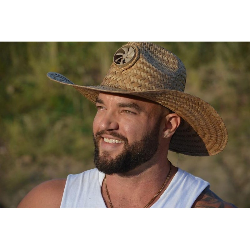 KOOL BREEZE SOLAR HAT Kool Breeze Mens Brown Gentlemen with