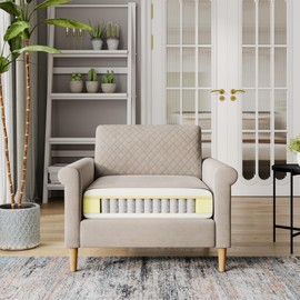 Vesgantti Beige Compact Single Sofa - Foam Pocket Spring Hybrid Upholstered Couch - Modern Armchair for Living Room, Bedroom, Apartment, Home Office - Small Space Furniture - Tool-Free Assembly