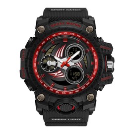 KXAITO Men's Watches Sports Outdoor Waterproof Military Watch Wind Blade Runner Design for Men 3155 (Red)