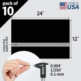 Trotec TroLase Lights | 24"x12"x1/250"(0.1mm thick) | Adhesive-Backed Flexible Laser Engraving Sheet/Film for Decal & Label | Double Color Plastic Sheet for Engraving | Black/Silver | 10pcs
