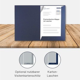 Presentation Folder A4 in Navy Blue (Pack of 3) - Very Sturdy 375 g/m² Premium Cardboard - Directly from the Manufacturer STRATAG - Document Folder A4 Offer Folder Cardboard Folder Project Folder