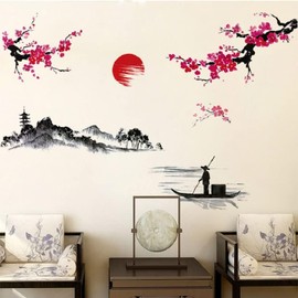COVPAW® Wall Sticker XXL Painting in Chinese Style Wall Sticker Wall Picture Pictures Living Room Bedroom Decoration