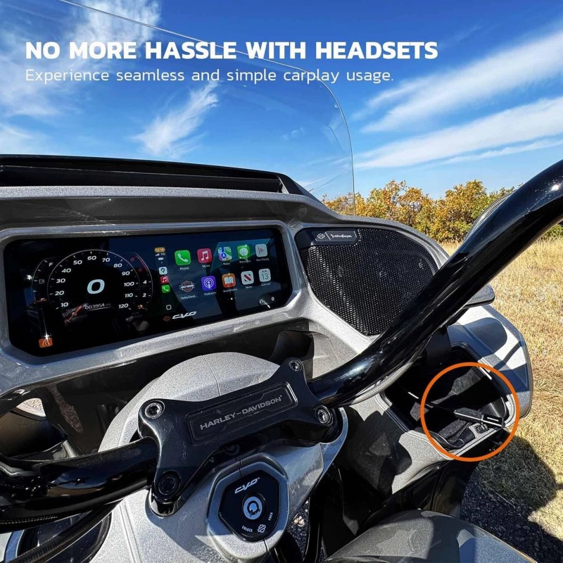 Universal Bypass Motorcycle CarPlay Bluetooth Headset Adapter, Passthrough USB-C Port