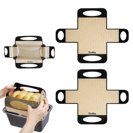 FIZZBOP Reusable Silicone Bread Loaf Pan Liner, Food-Grade Silicone Bread Sling, Non-Stick Heat Resistant Dough Transfer Tool with 4 Handles, Fits 9x5" or 1.5lb Loaf Pans, 2 Pack