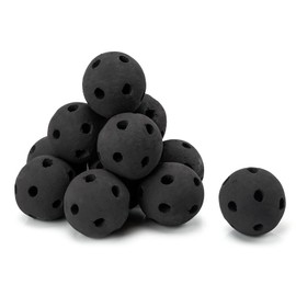 Skyflame Hollow Ceramic Fire Balls, Set of 12 Round Fire Stones Set for Indoor and Outdoor Fire Pits or Fireplaces Accessory, 4 Inch, Black