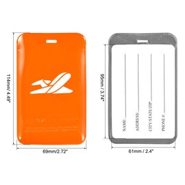 sourcing map Luggage Tag PVC Holders, Baggage Label Identifier with Straps for Backpack Travel Bag Suitcase Orange