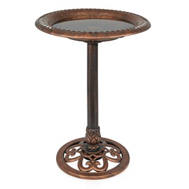 Alpine Corporation TEC116BZ Bronze Pedestal w/Scrollwork Base and Ground Stake Birdbath