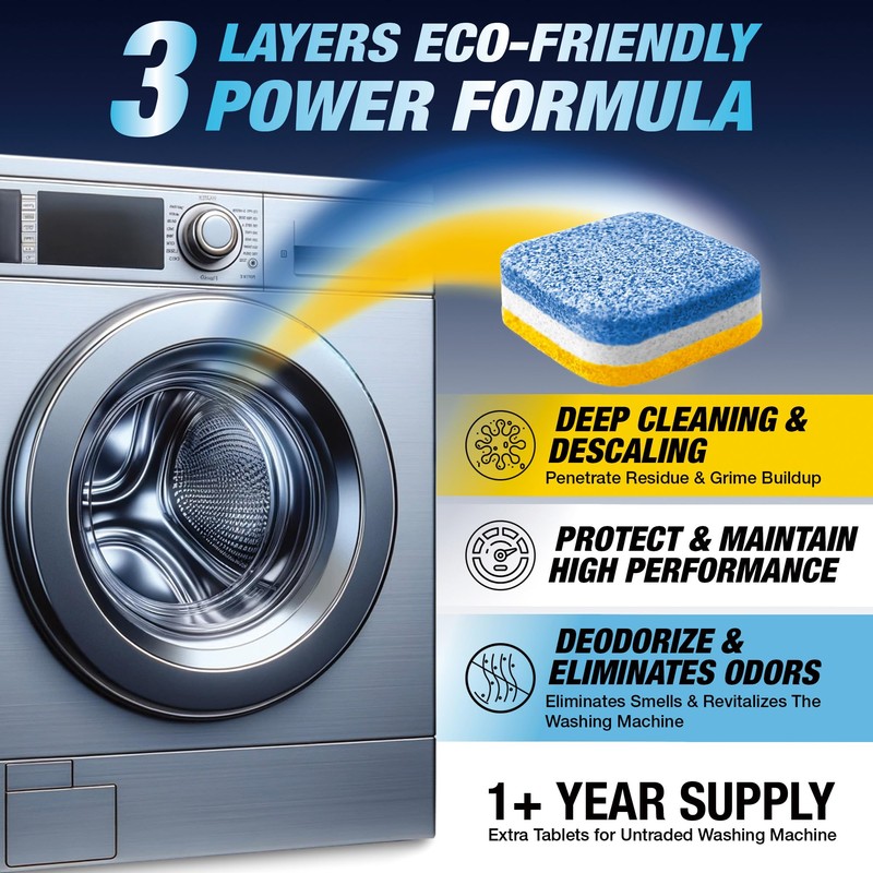 Washing Machine Cleaner Tablets 14 Pack for HE Front Loader