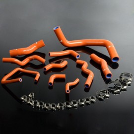 PIT66 Silicone Coolant Hose Kit,Compatible with Nissan Silvia 200SX 240SX S13/S14/S15 SR20DET Deep orange with Clamps