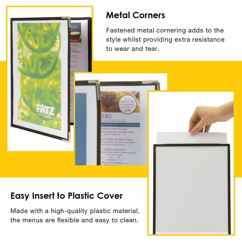 Securit Crystal Range Transparent Menu Holder A4 Brown Edged, Single