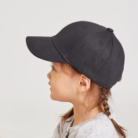 LANGZHEN Cotton Outdoor Toddler Girls Boys Plain Baseball Cap Baby Infant Structured Adjustable Hat for Kids Sun Hat(M-Black+M-White)