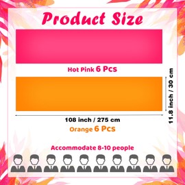 Windkream 12 Pcs Hot Pink and Orange Table Runner Hot Pink Orange Fall Party Decorations 108" Long Table Party Supply for Sunset Autumn Thanksgiving Bridal Wedding Decor