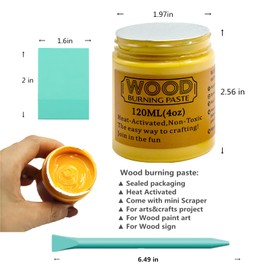 JAJADO Wood Burning Paste with Wood Burning Pen and Mini Squeegees, 4 OZ Wood Burning Gel Chalk Paste for Wood, Denim, Etching Cream Stable Heat Activated Stencil Paste DIY Home Decor Art Crafts