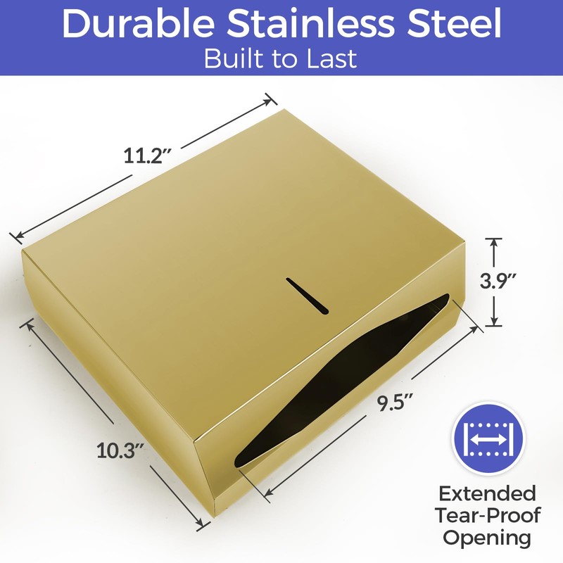 Stardrix Paper Towel Dispenser Wall Mount, Brushed Gold Stainless Steel