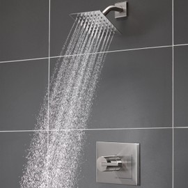 SOOOHOT Shower Kit, Shower Faucet Set with 6-Inch Rain Shower Head, Single-Handle Shower Trim Kit, Brushed Nickel （Valve Included)