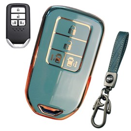 [LETINGFAR] キーケース ホンダ用 スマートキーケース キーカバー TPUヴェゼル s660 フリード ステップワゴン オデッセイ フィット CR-Z CR-V ジェイド シャトル シビック セダン ハッチバック タイプR アコード インサイト グレイス等に適用 (グレー(キーホルダー付き))