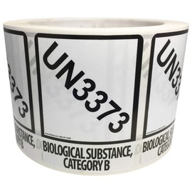 UN3373 Biological Substance, Category B Labels | 51 mm x 70 mm 2" x 2.75" Inches | 500 Pack