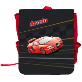 Eurofoto Children's backpack with beautiful racing motif, backpack, backpack, red, armin