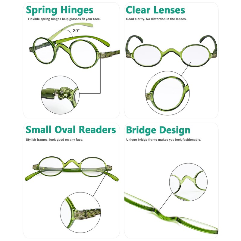 Eyekepper Los lectores Spring Temple Vintage Mini pequena Oval redonda
