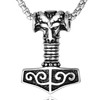 DonDon Men's Necklace with Thor's Hammer Pendant Stainless Steel Silver