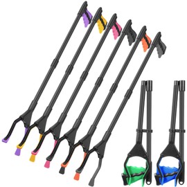 Ctosree 8 Pack 32" Trash Grabber Reacher Tool for Elderly, Foldable Litter Picker Upper, Lightweight Trash Pick up Stick, Long Handy Mobility Aids for Home Garden Arm Extension(Multicolor,Black)