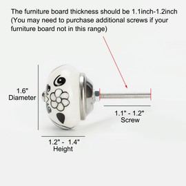 Sourcingmap 6 Pieces Vintage Shabby Knobs Black and White Floral Hand Painted Ceramic Pumpkin Cupboard Wardrobe Cabinet Drawer Door Handles Pulls Knob, Black Tillandsia