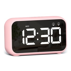 LATEC Alarm Clock, Digital Alarm Clock Bedside with LED Display, 4 Levels Brightness, 8 Volume, 40 Alarm Tones, Snooze, Dual Alarms, Week Display, 12/24H, Power-Off Memory, Bedside Clock